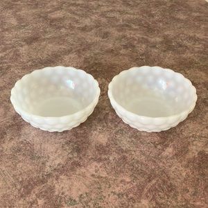 Vintage Set of 2 Milk Glass Berry Bowls